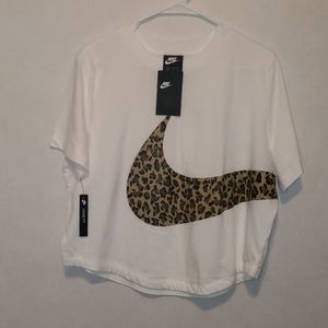 Nike leopard Swoosh Crop Top.